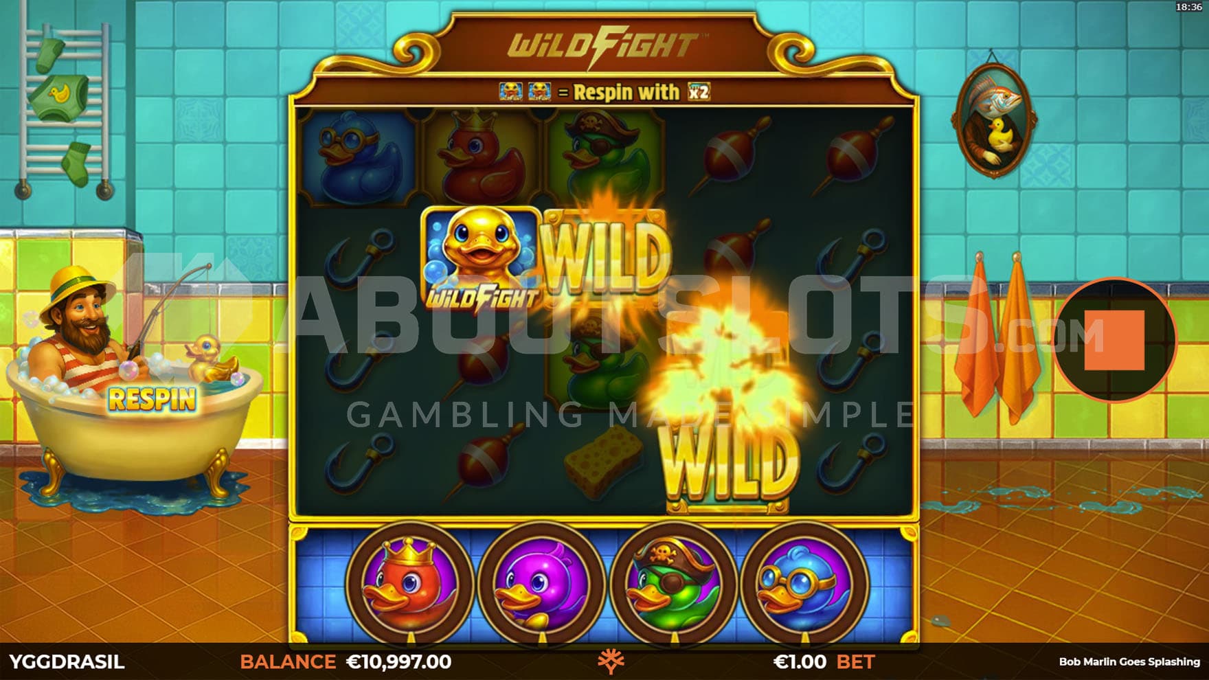 Wild Fight feature triggered in the base game, turning some of the high-paying symbols into Wilds.