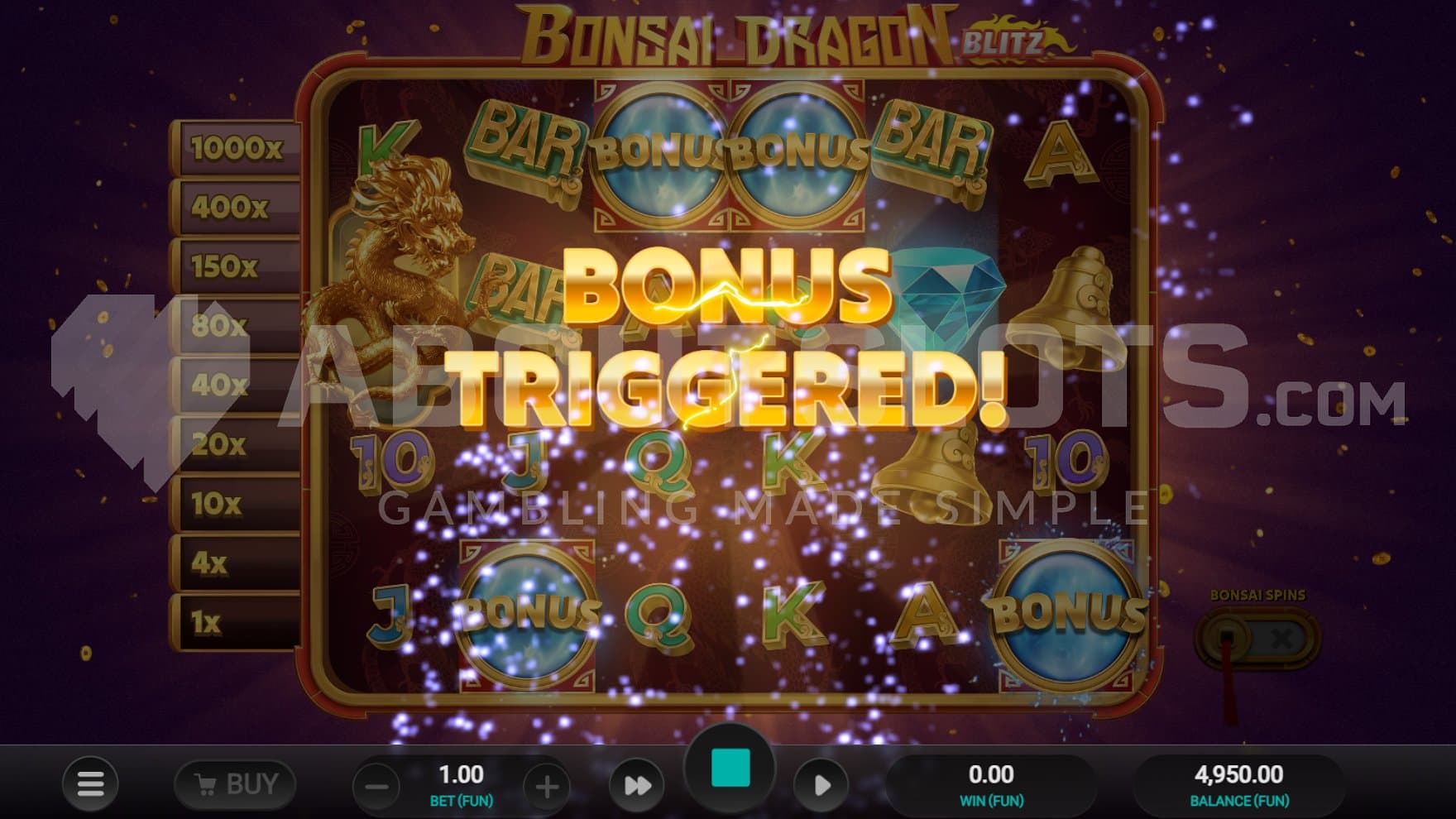 Four Bonus symbols trigger the Bonus Game.