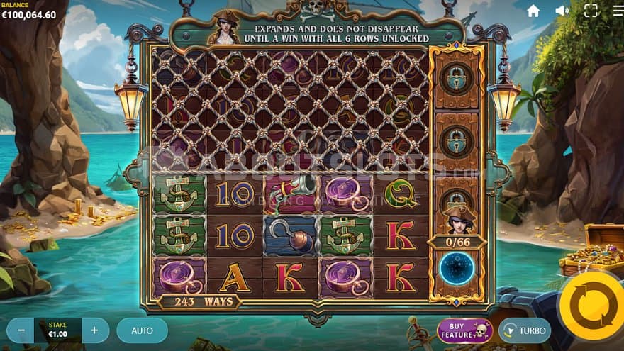 A casino slot with a pirate theme.