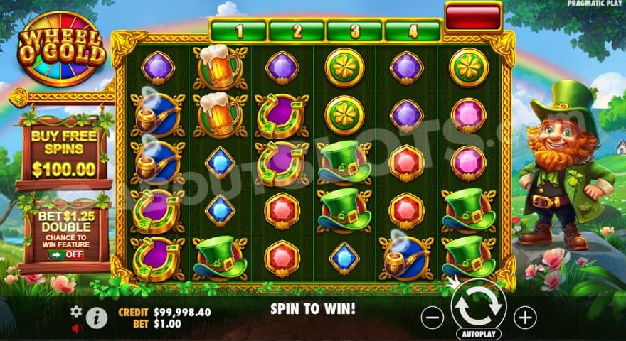 Base game with a smiling leprechaun to the right.