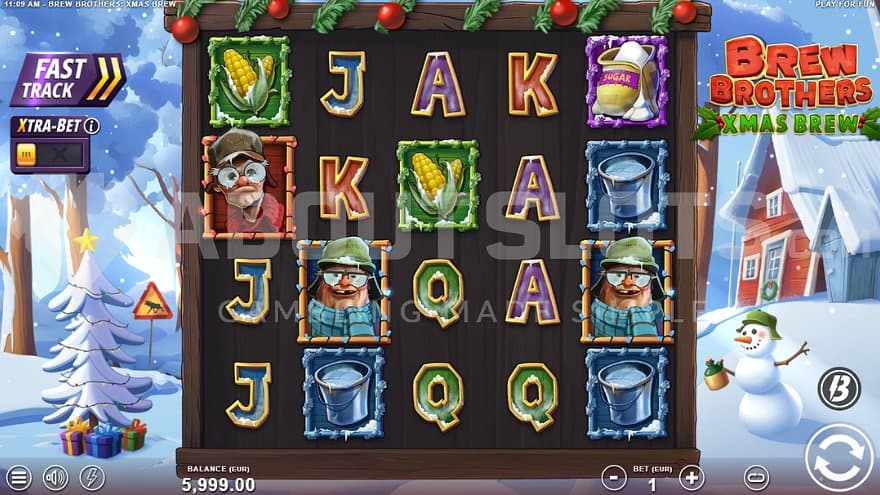 A casino slot in a snowy winter landscape.