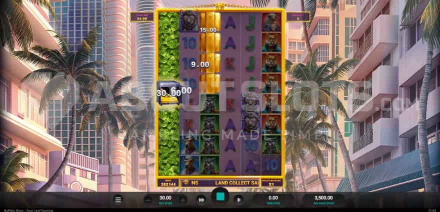 A screenshot of the cash collect feature where 4 cash symbols are getting collected