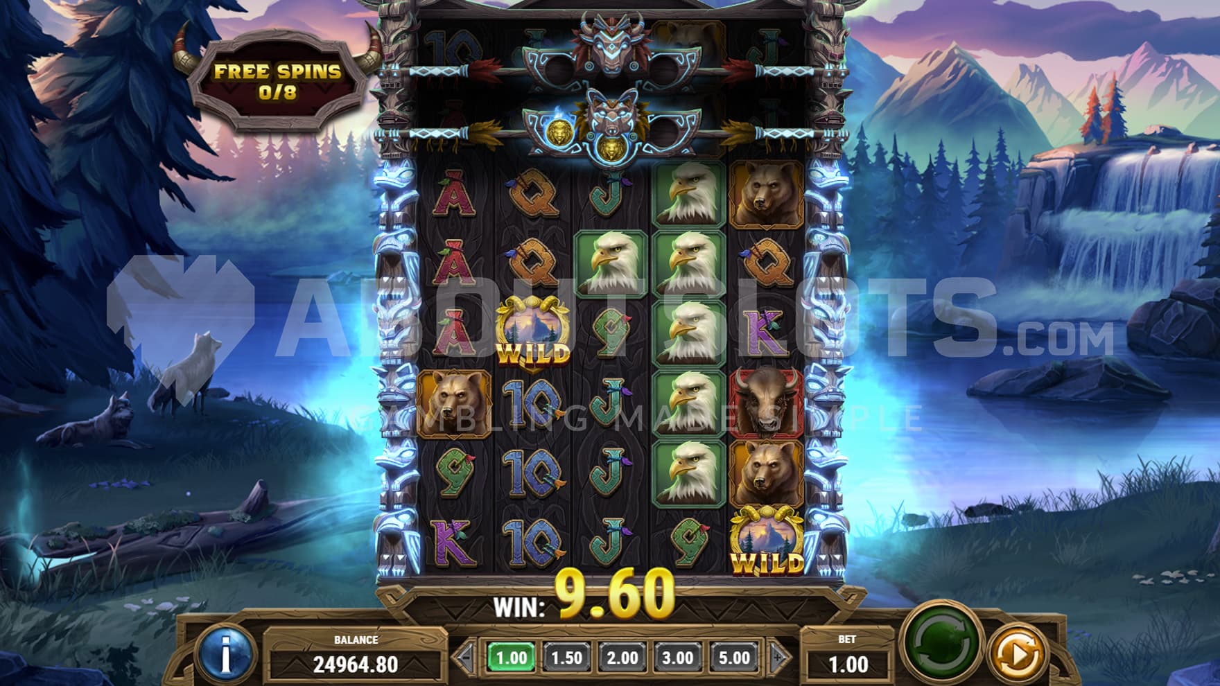 Free Spins bonus in progress, showing 2 out of 4 extra rows unlocked.