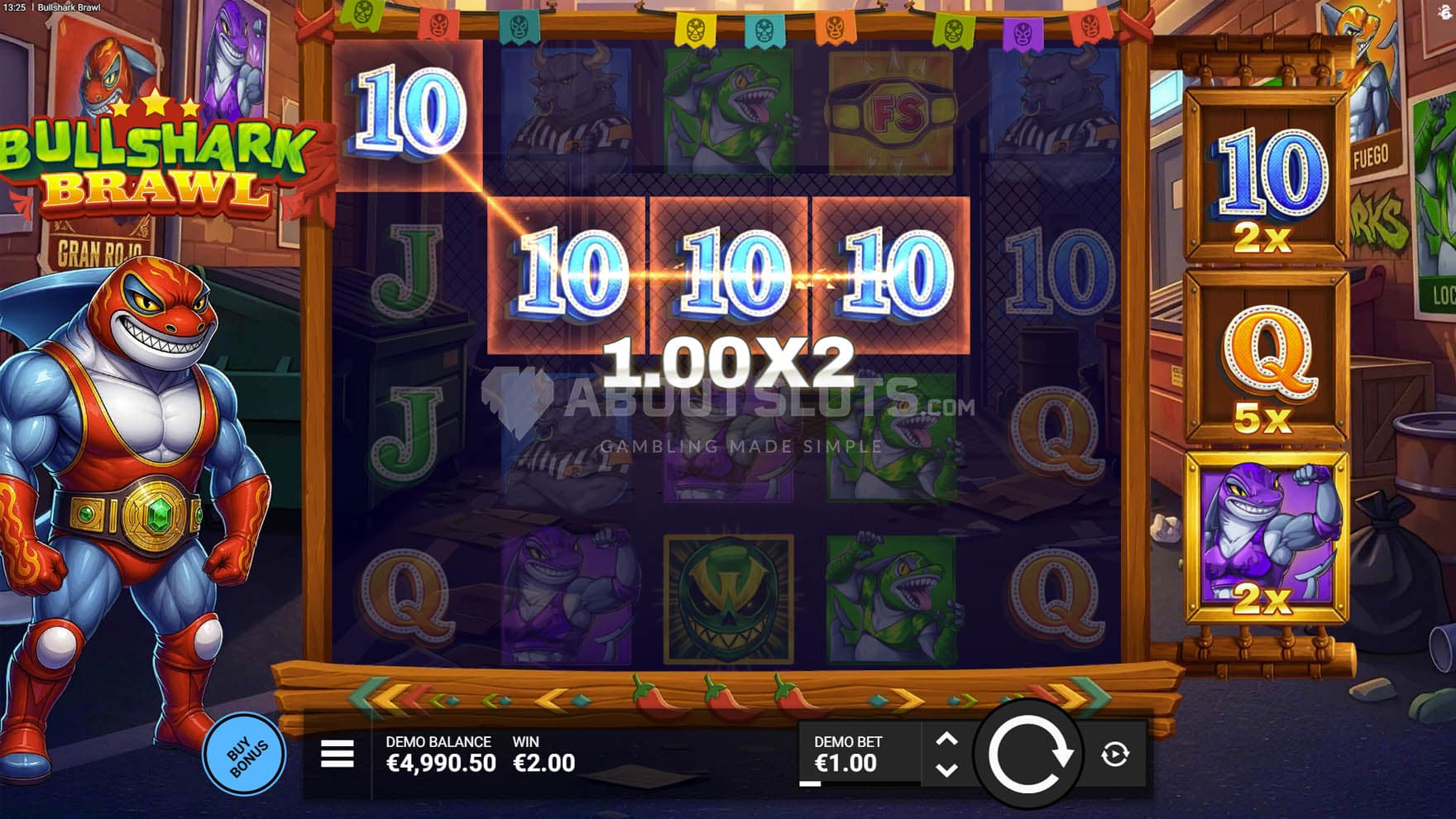 Screenshot of the Multiplier Symbol feature triggered in the base game.