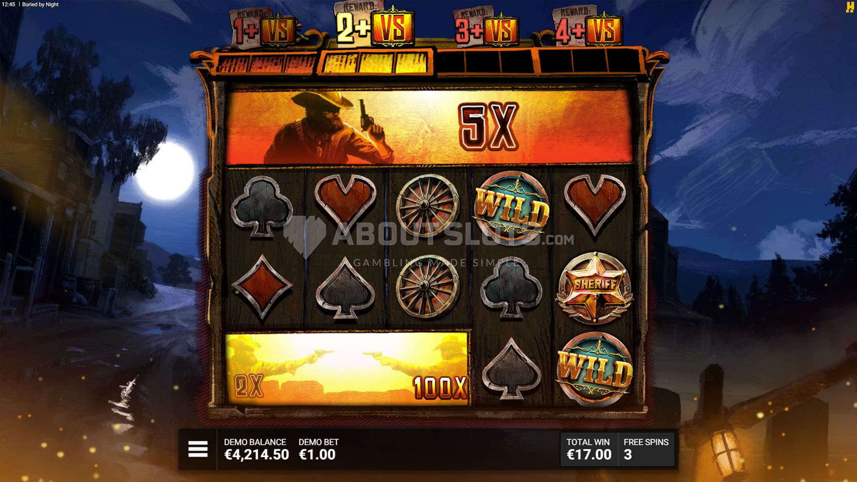 Screenshot of the Shoot To Kill Bonus in progress, showing two expaded VS symbols.