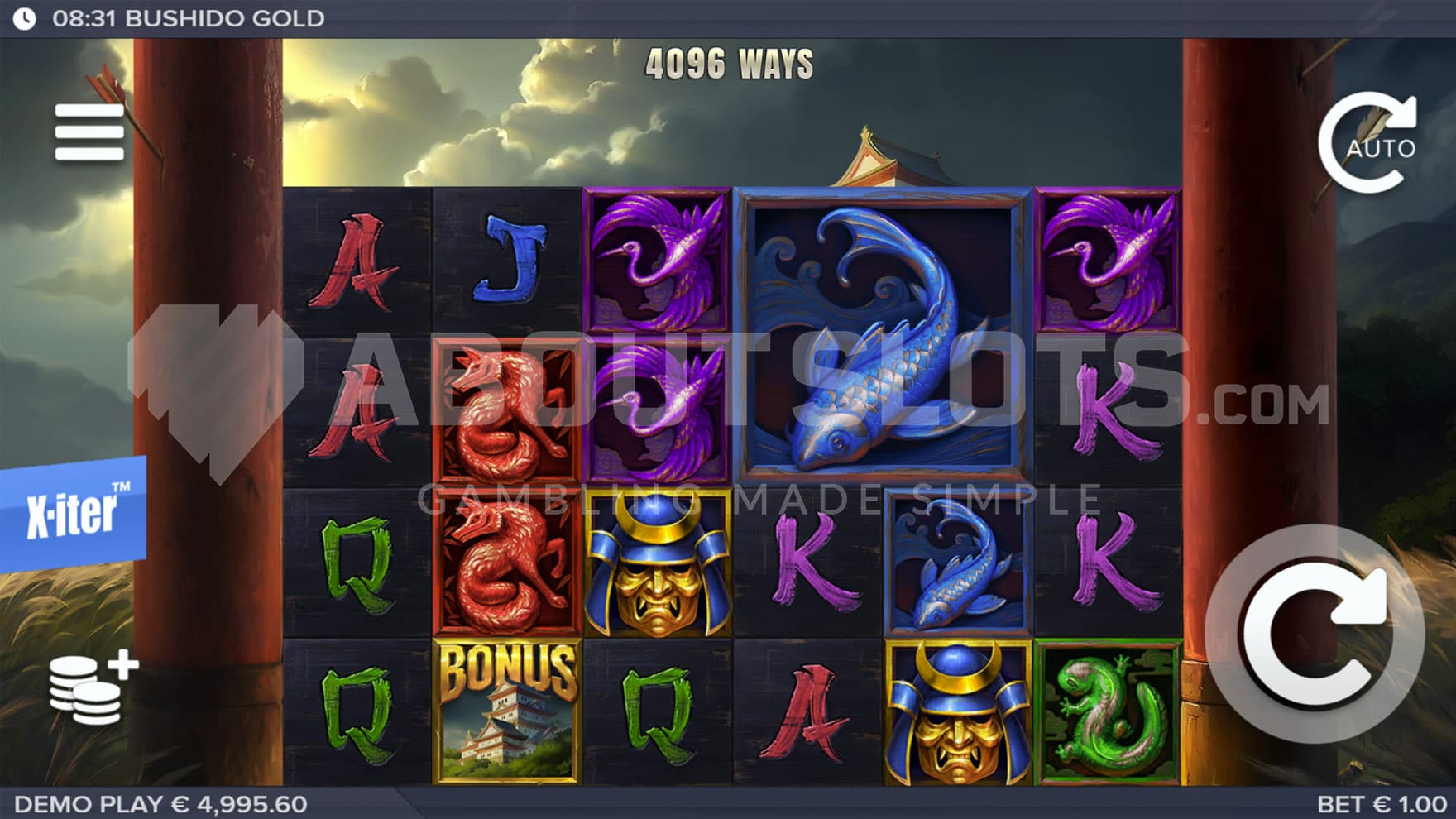 Base Game view of a 6x4 grid on a backdrop of a natural landscape under dark skies.