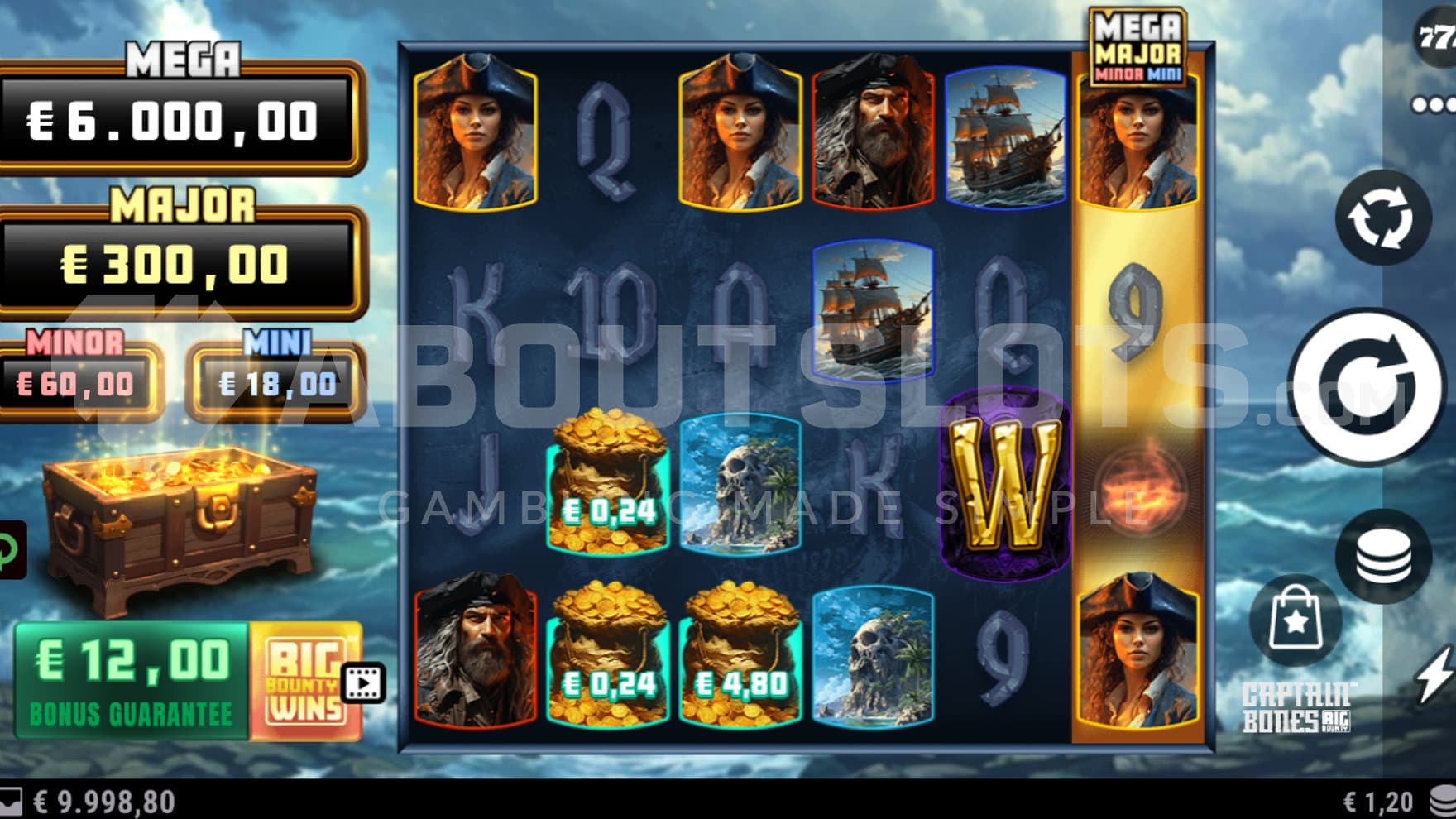 A casino slot with a pirate theme.