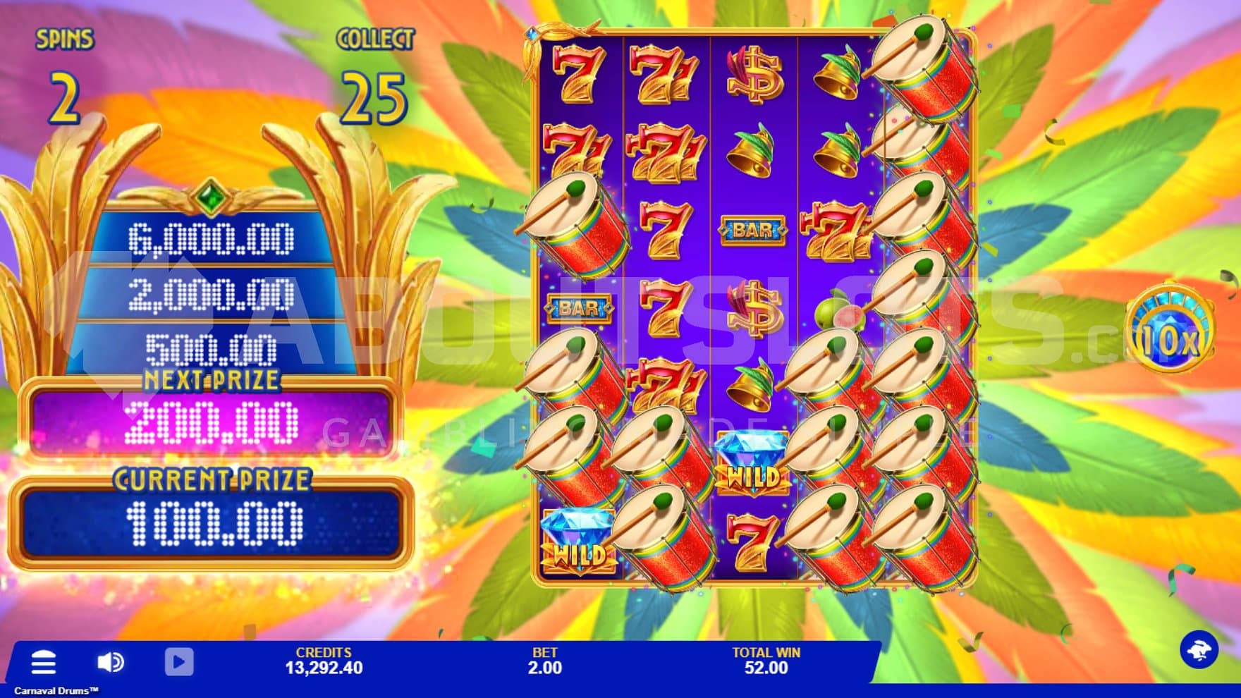 Seven rows on the grid in the Free Spins.