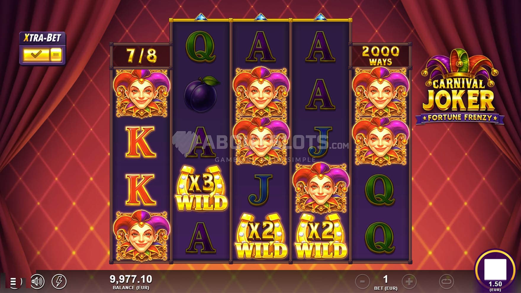 Screenshot of the Free Spins bonus in progress, showing a win with three Multiplier Wilds.