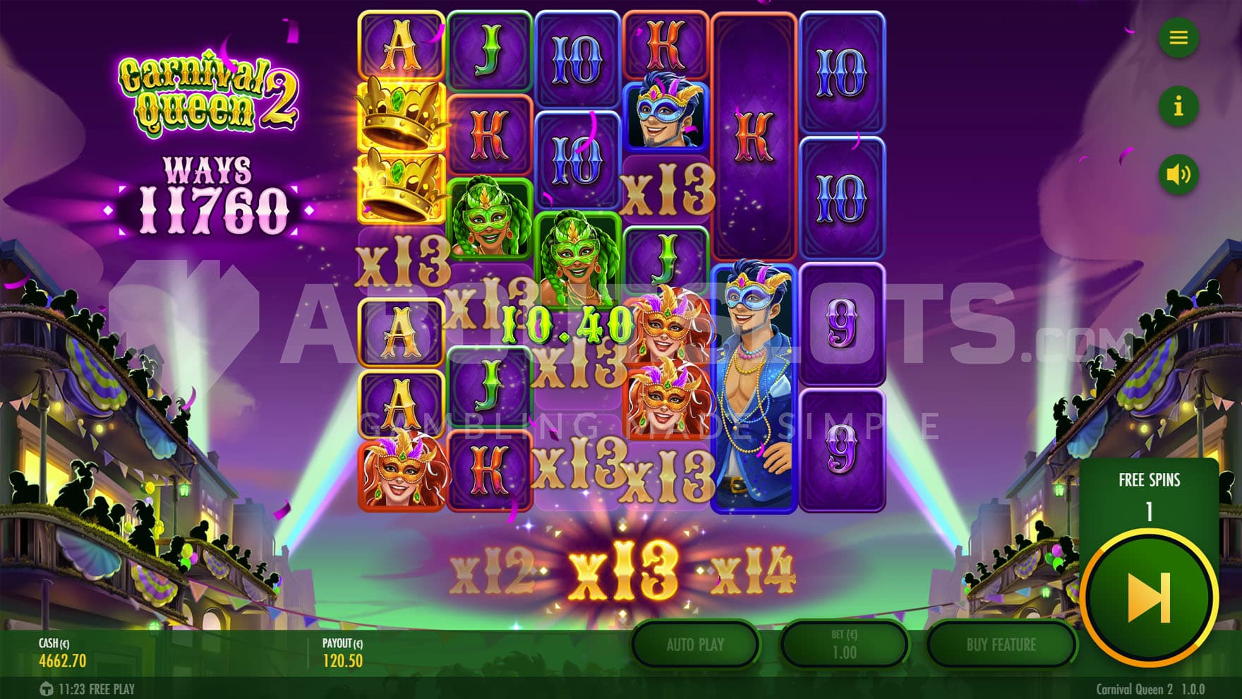 Bonus Game in progress, showing a persistent multiplier built up to x13.