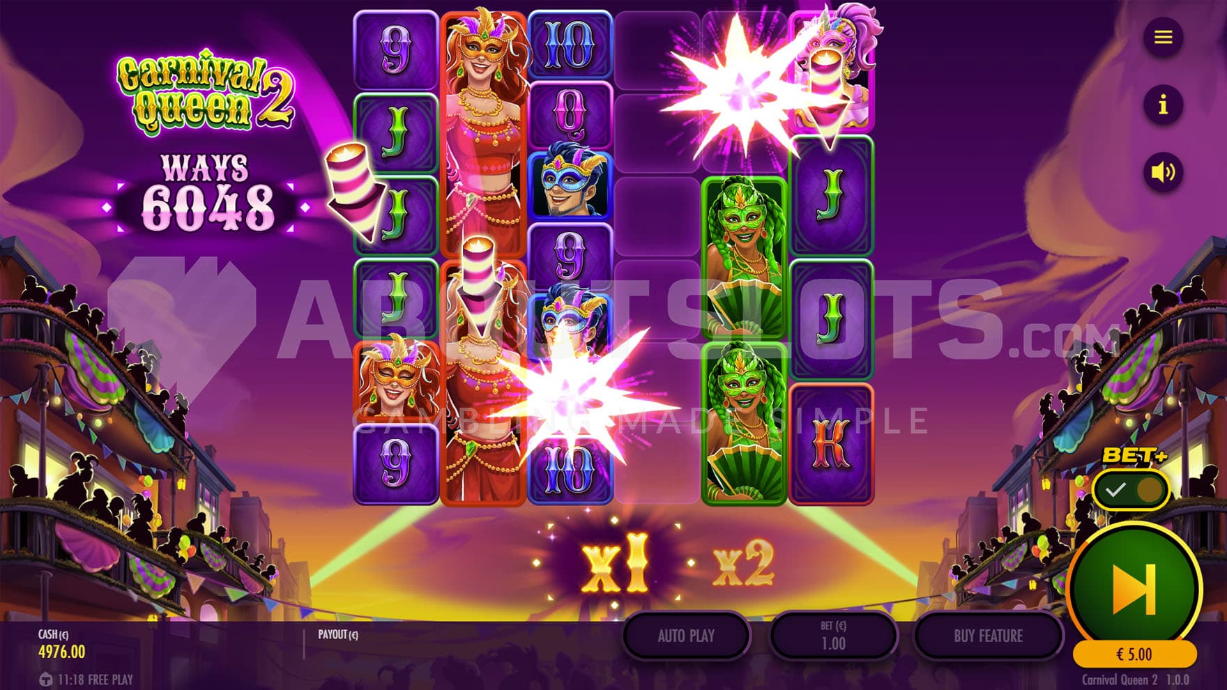 Exploding Wild triggered in the base game, removing random symbols from the reels.