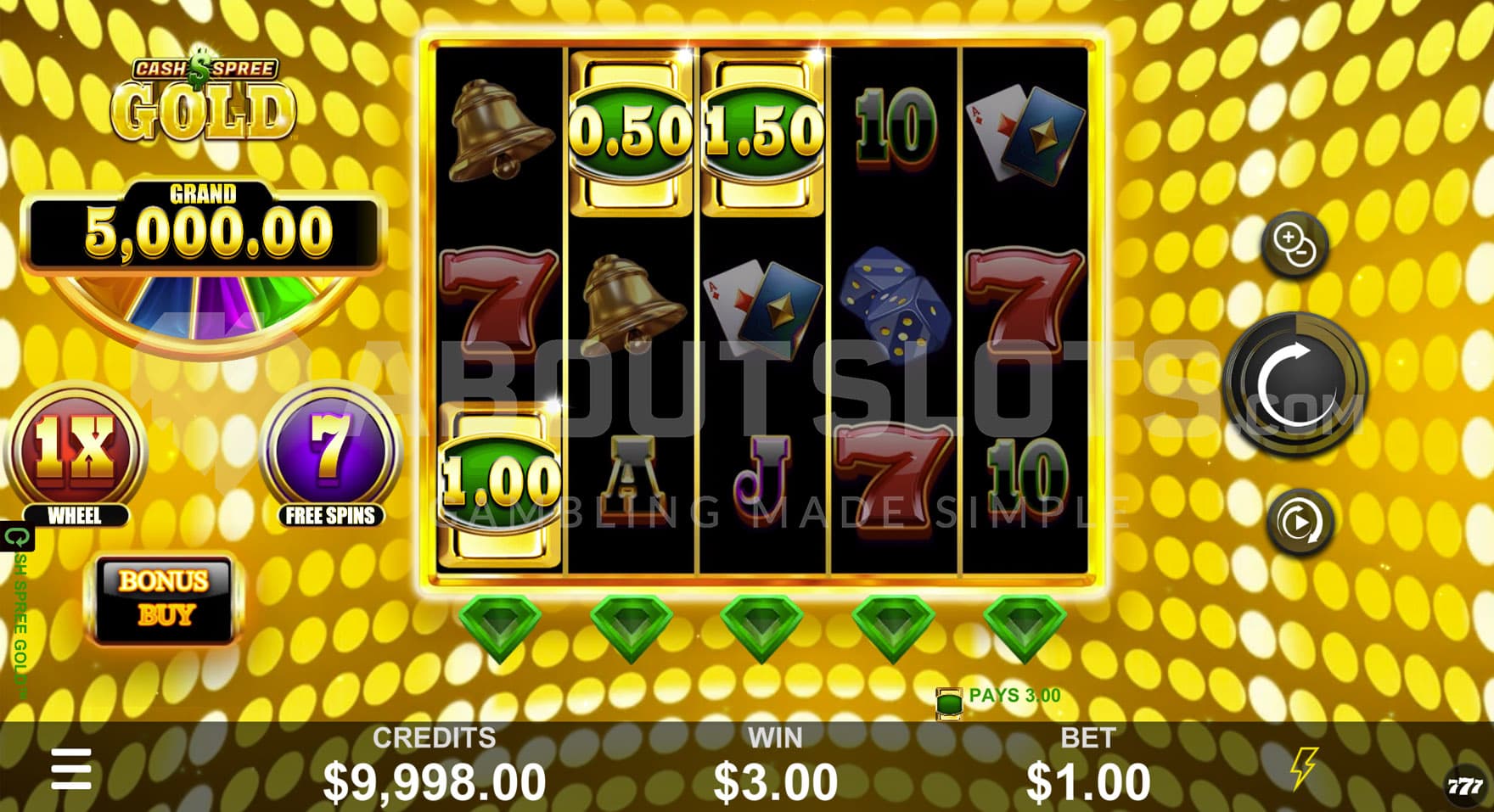 Cash Spree feature triggered in the base game.