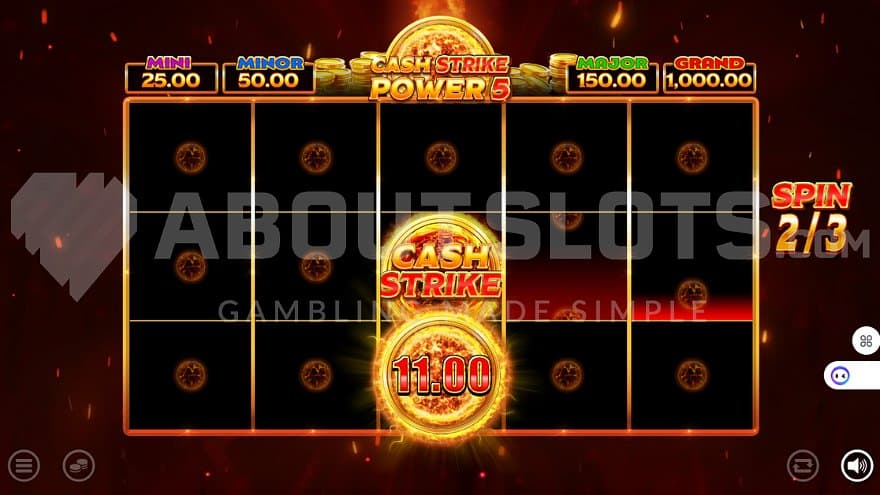 Two symbols on the reels in the respin feature.