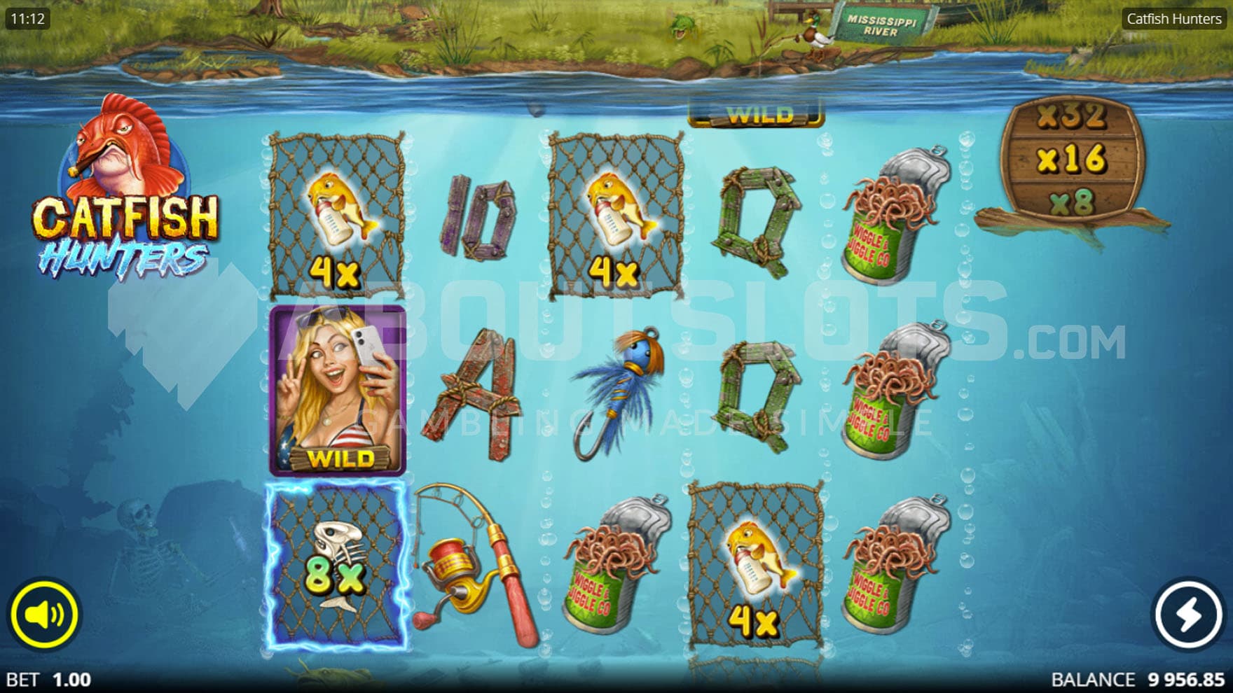 Impostor Wild feature triggered in the base game, transforming into Stacy who increases the global Fish multiplier.