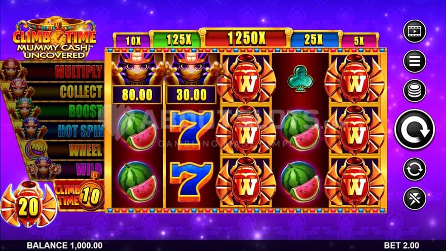 A casino slot with an Egyptian theme.
