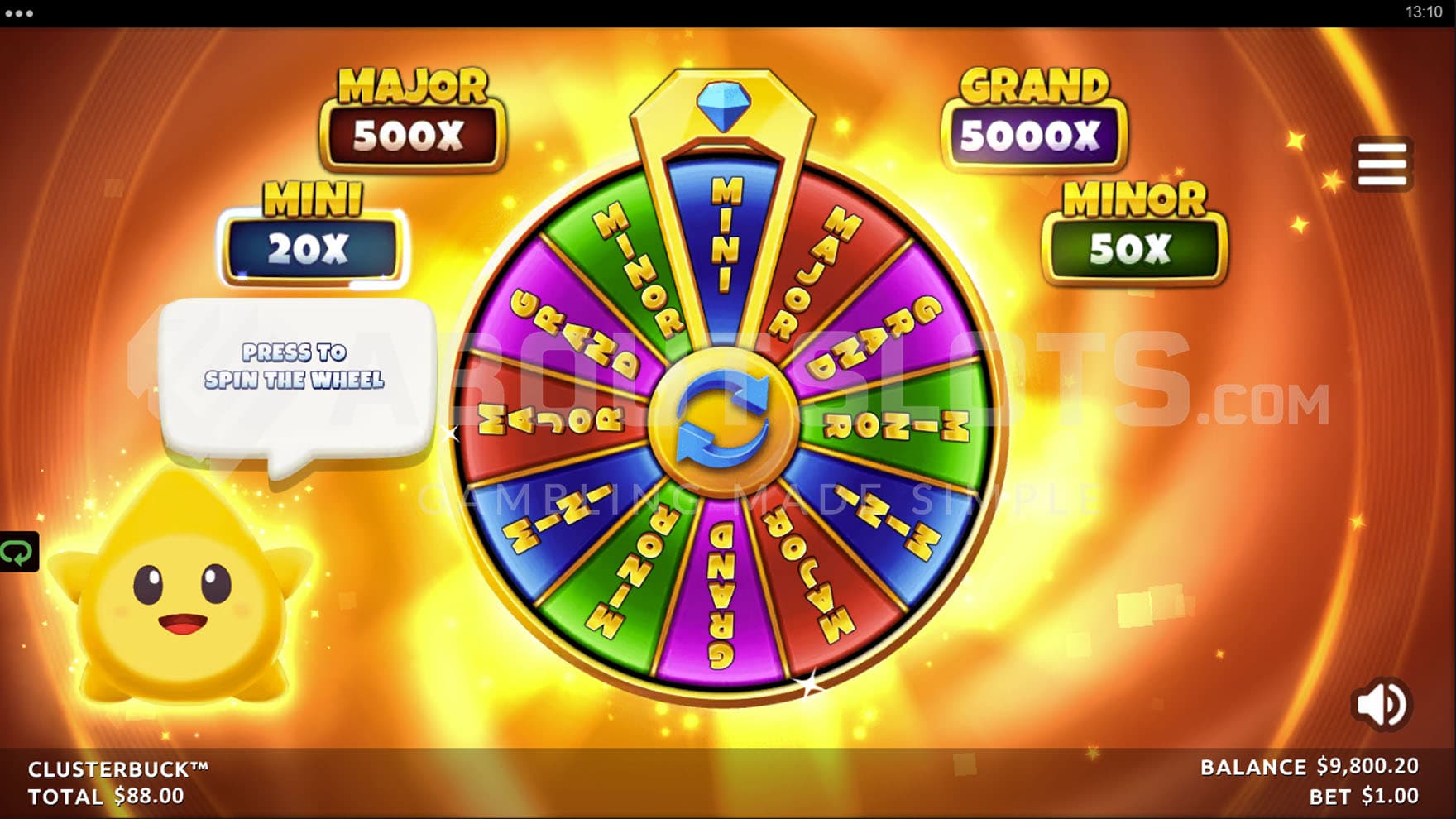Chest Bonus in progress, showing a jackpot wheel with 4 prizes.