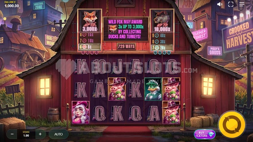 A casino slot on a red barn.