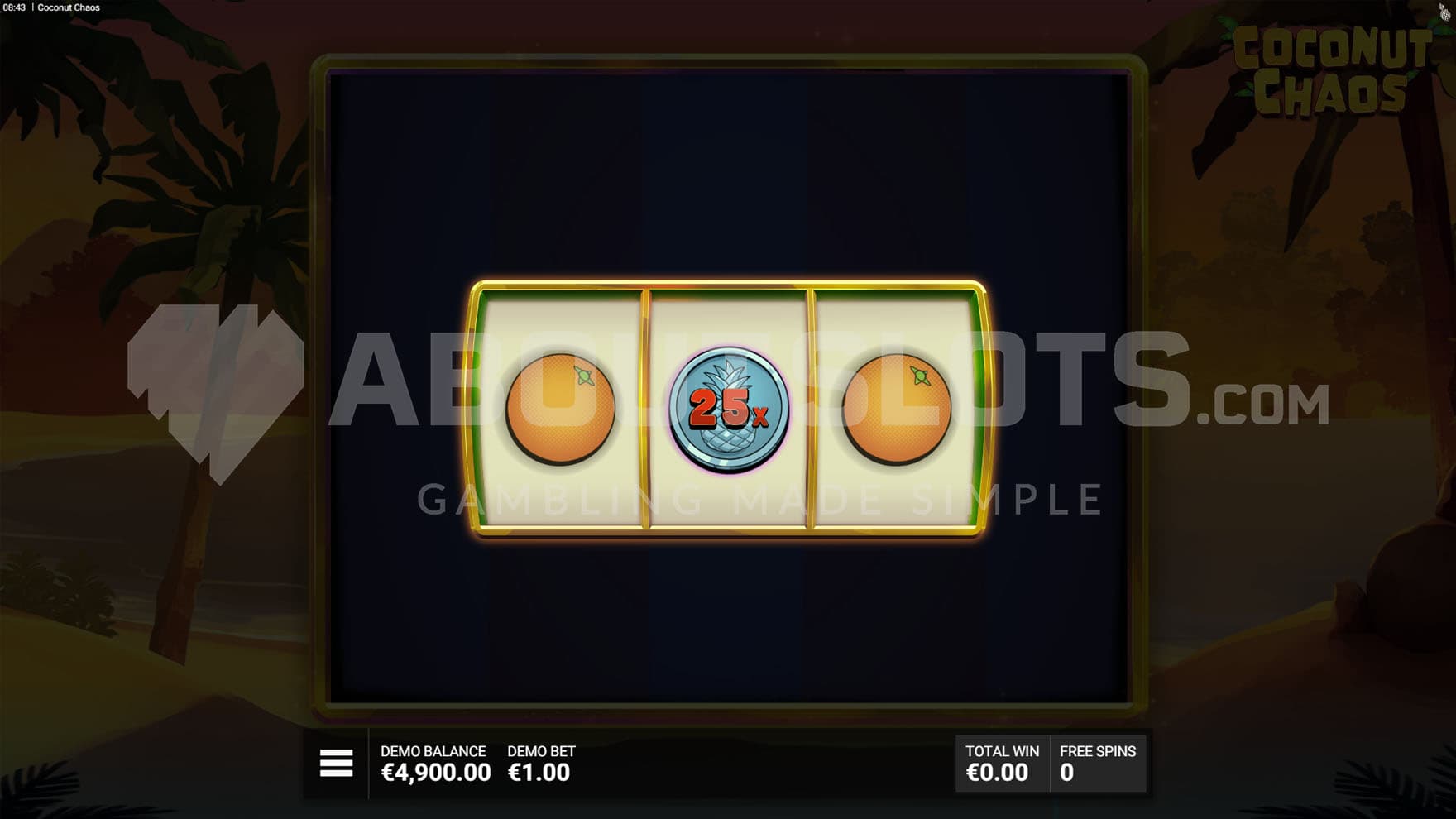 Pineapple Payday Bonus in progress showing the second stage with a final spin.