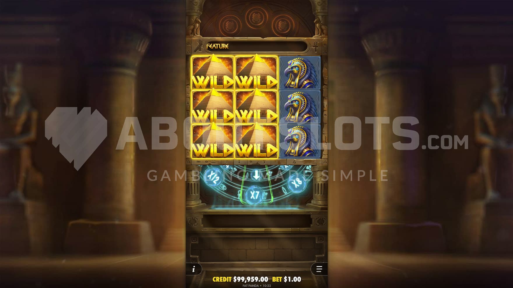 Double Multiplier Wheel feature triggered, awarding an x7 multiplier on the second wheel.