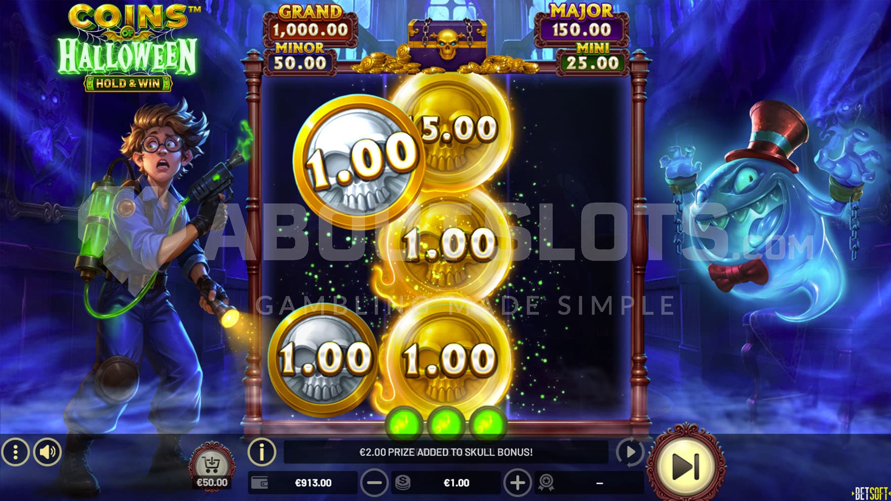 Hold & Win Bonus in progress, showing 3 Collector symbols on the middle reel and one cash symbol being collected.