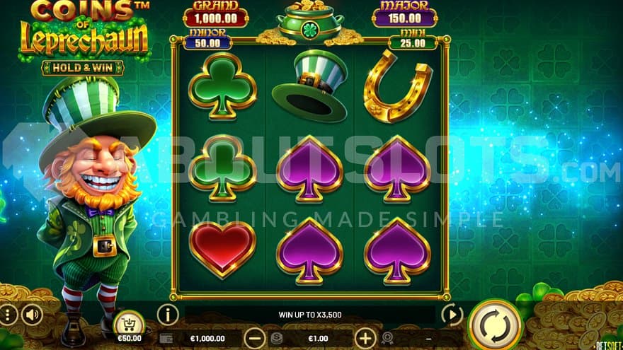 A casino slot with a leprechaun to the side.