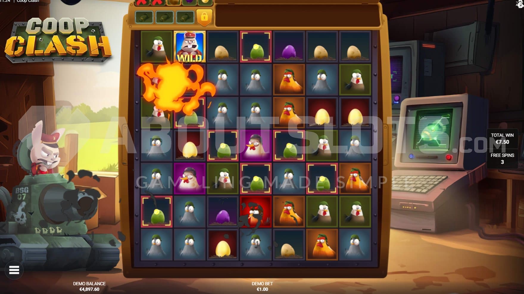 A cascading win in the Free Spins.