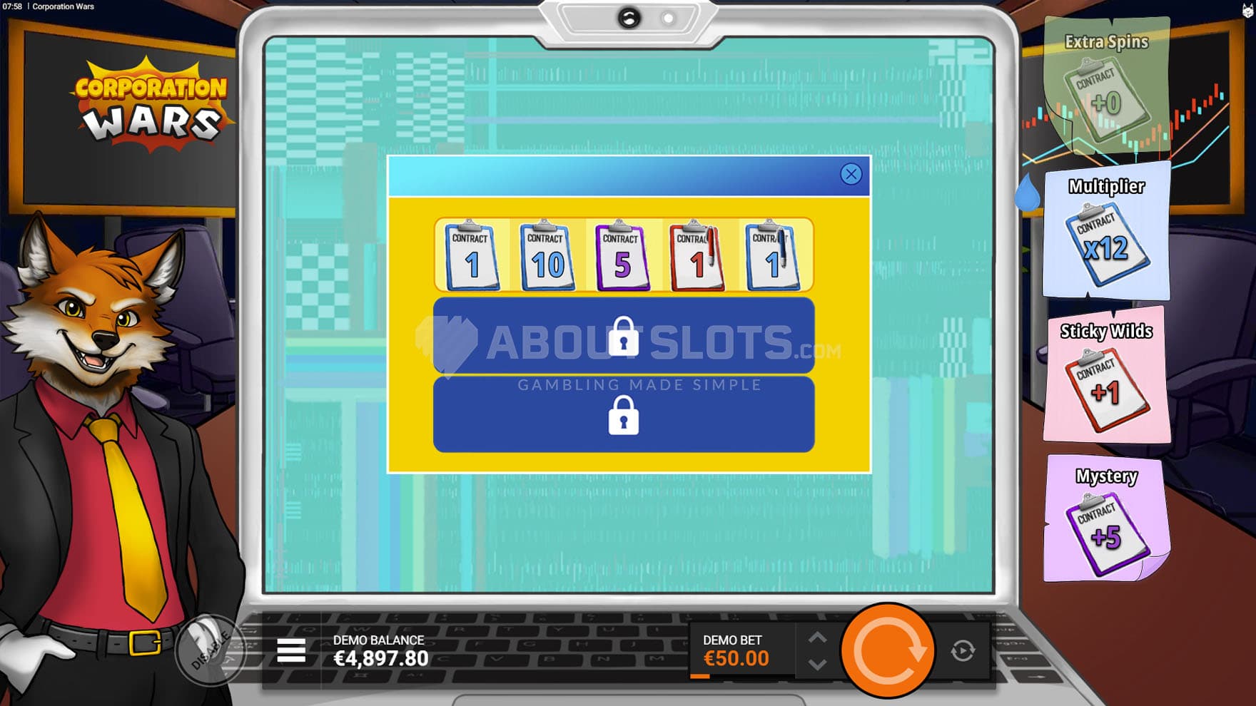 Screenshot of the pre-bonus phase awarding upgrades to the Free Spins.