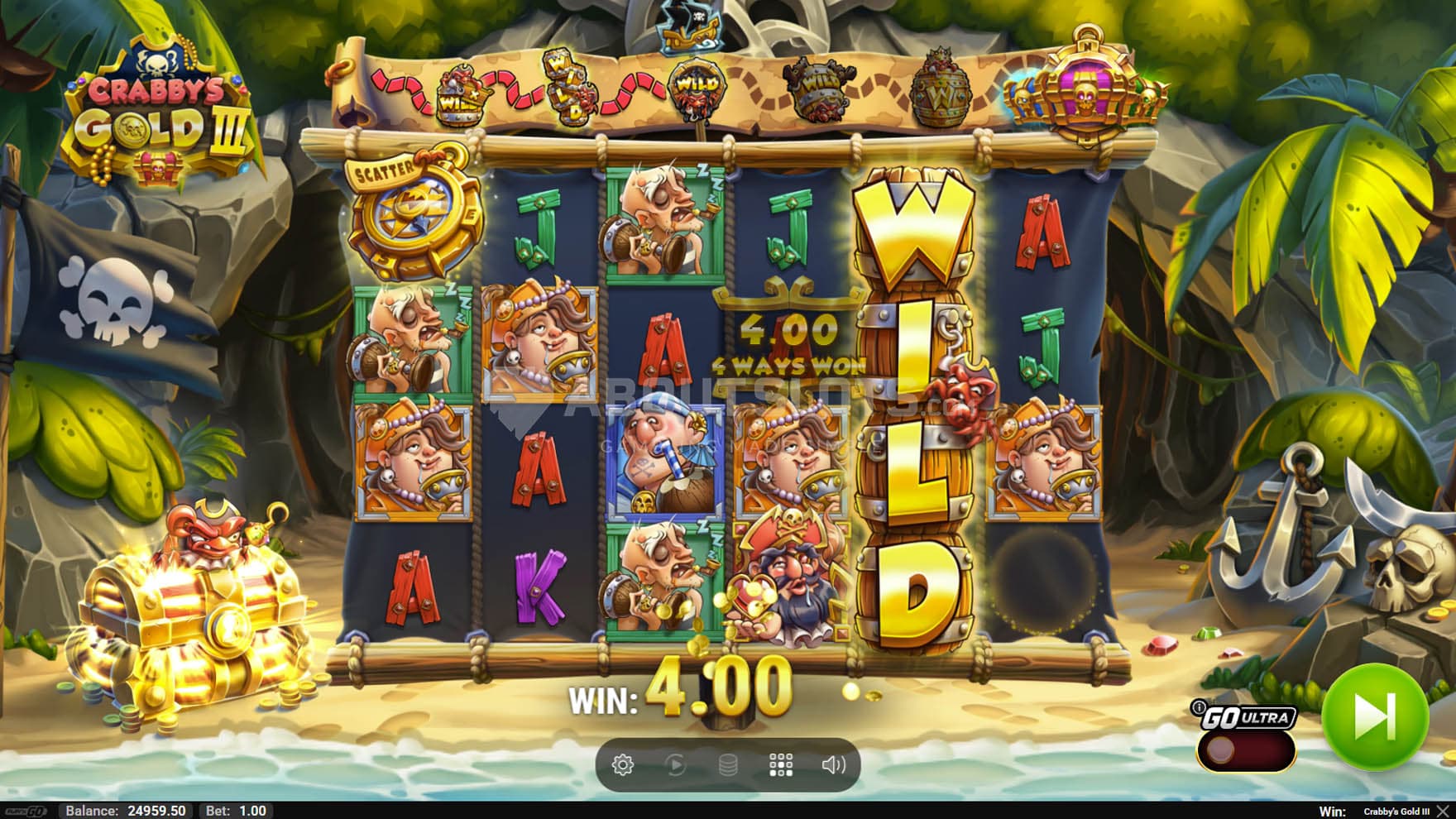 Screenshot of the Expanding Wild feature triggered in the base game.