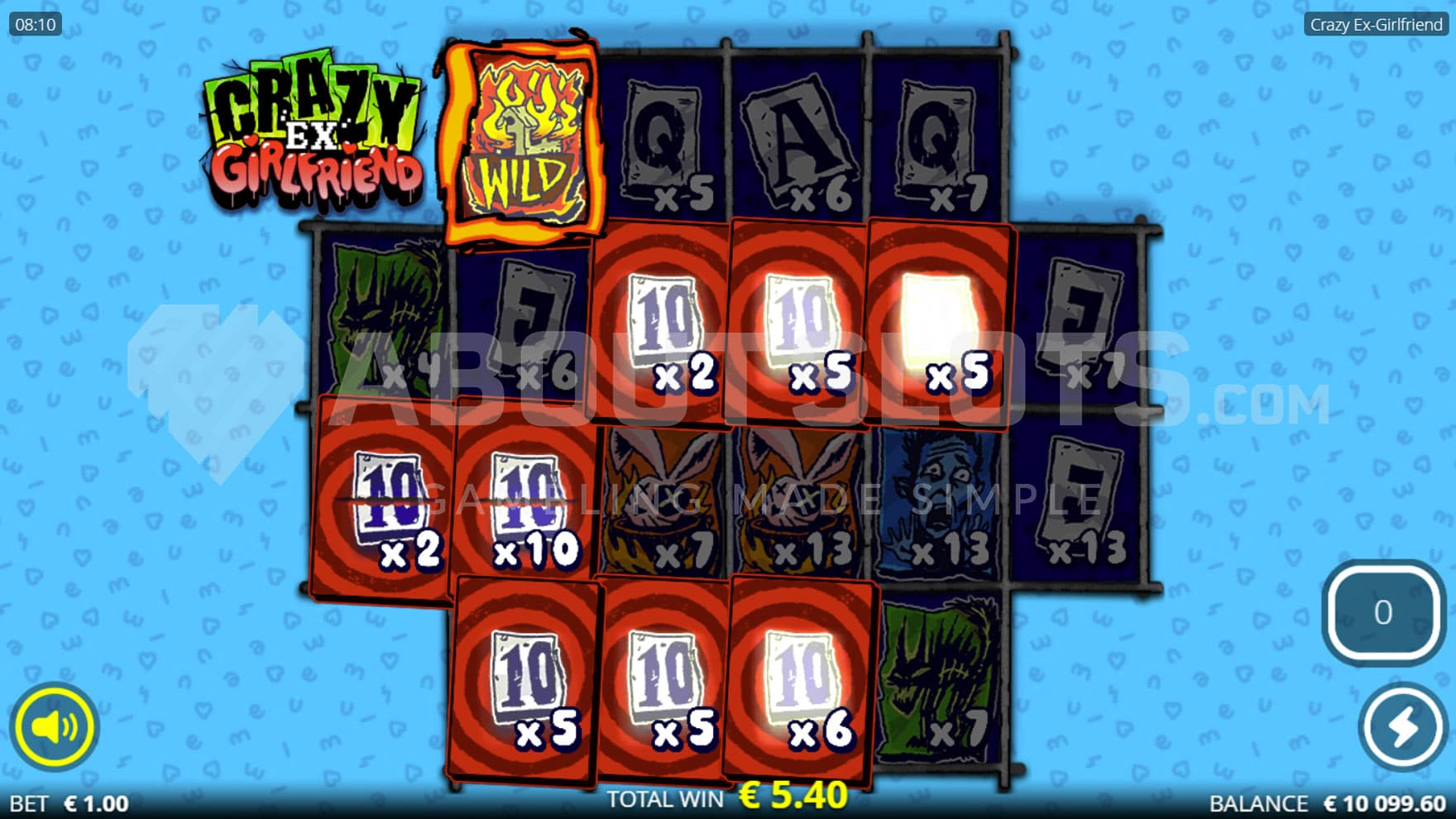 Carpe Diem Spins bonus in progress, showing a win hit on multiple ways with multipliers on individual positions.