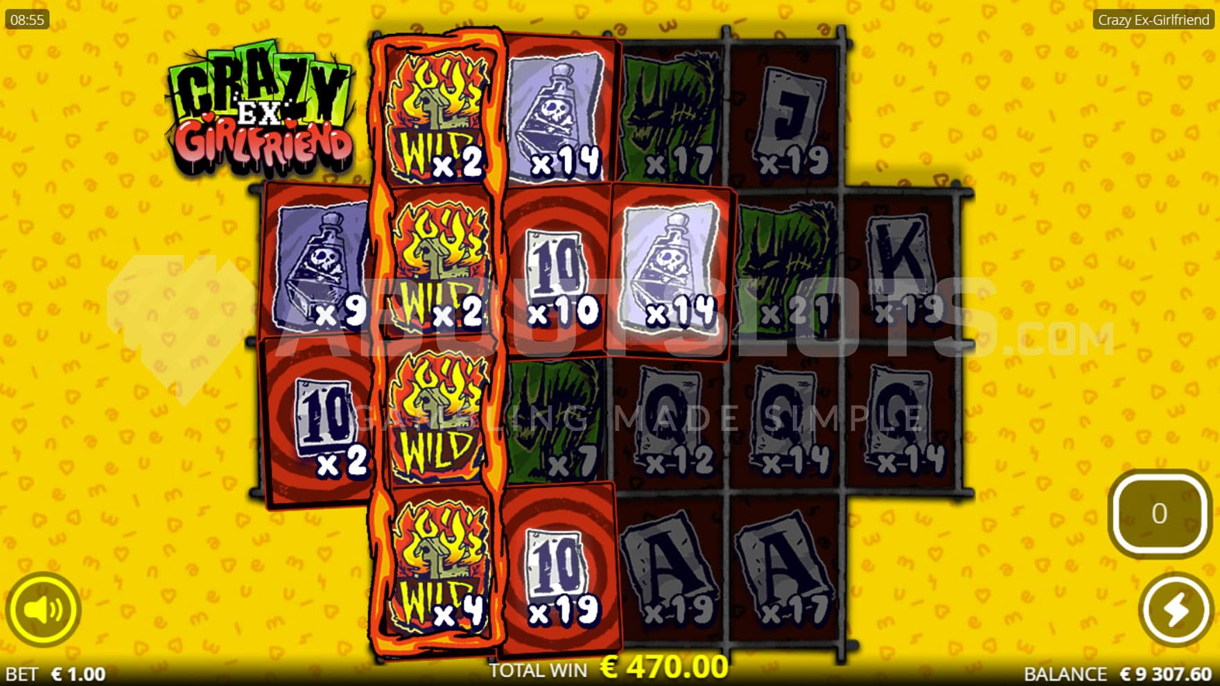 Mega Carpe Diem Spin in progress, showing multiple positions with increased multipliers and reel 2 filled with Wilds.