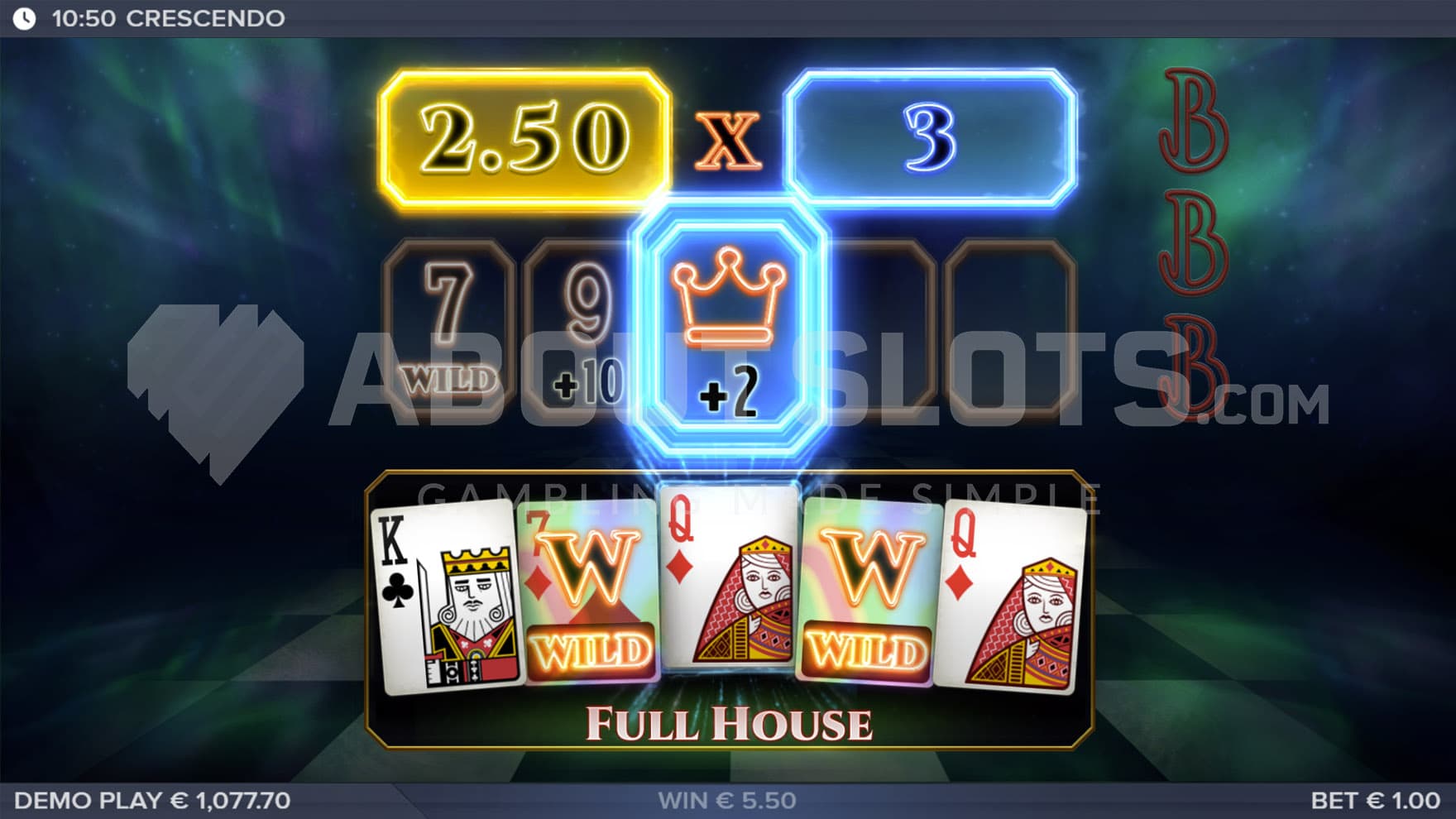 2 Wild symbols present on the grid, helping to form winning hands.