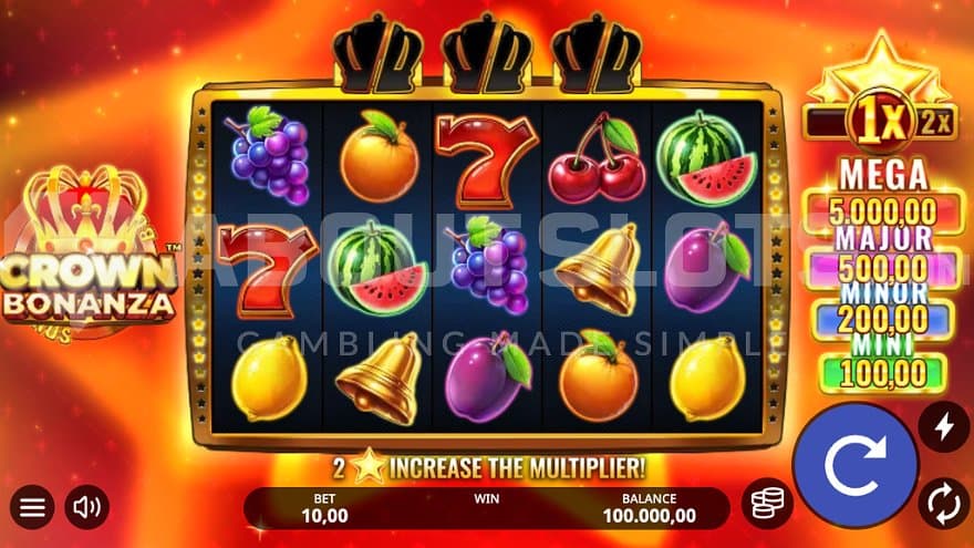 A casino slot with fruit symbols.