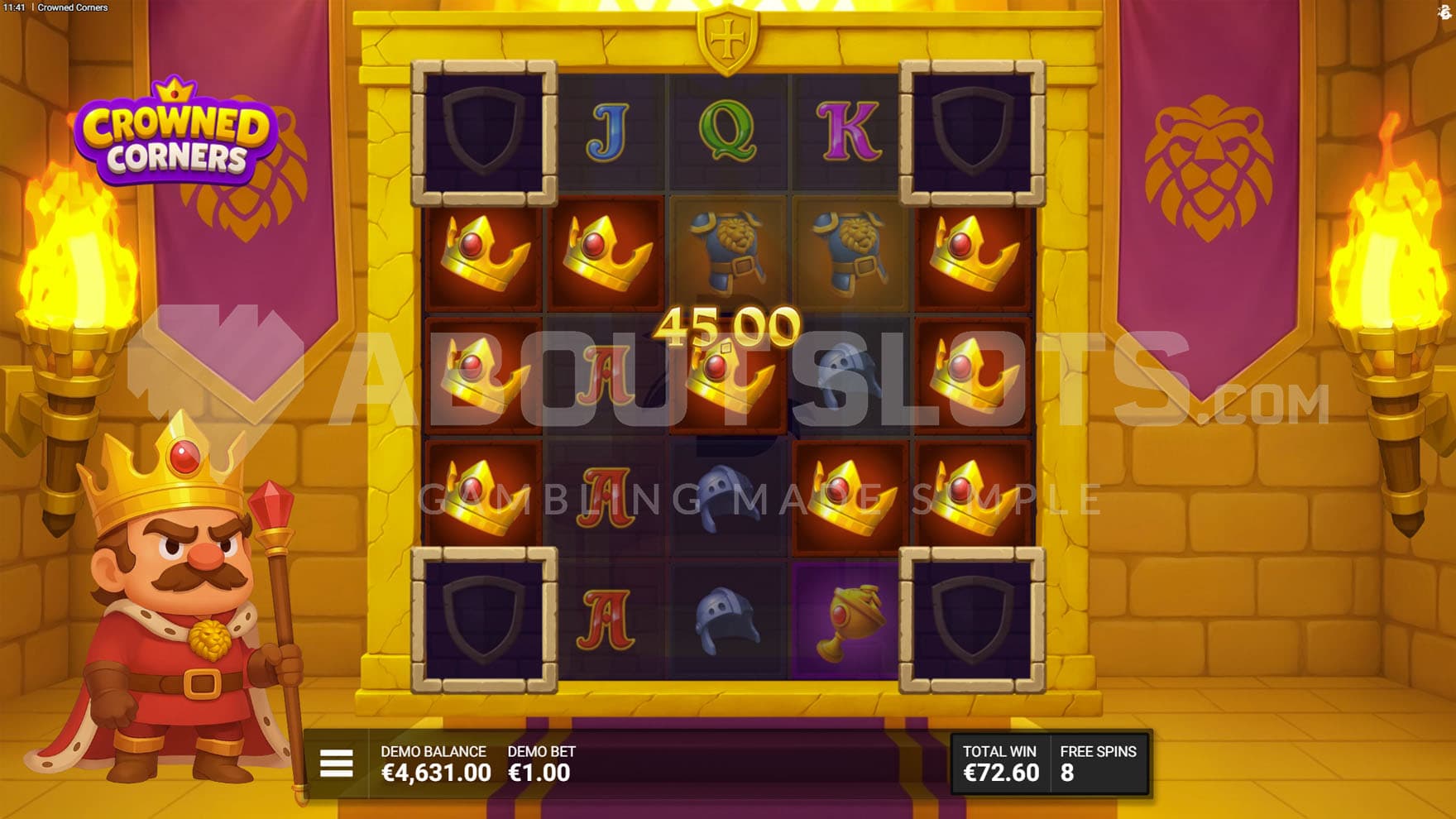 Castle Conquest Bonus in progress, showing a high win.