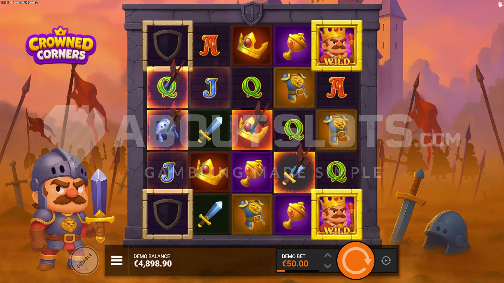 Royal Tower feature triggered in the base game, applying various modifiers to the grid.