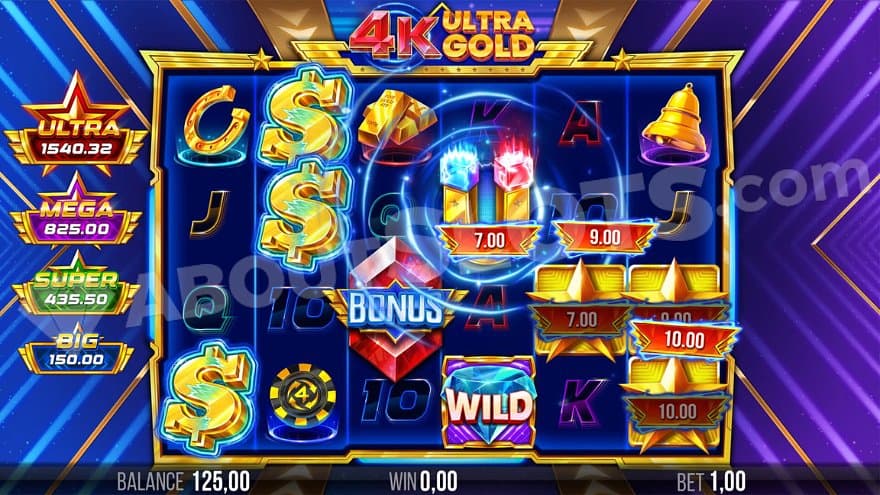 A collect symbol collects all cash values from the visible gold symbols.