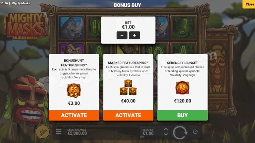 Bonus buy with three options to choose from.