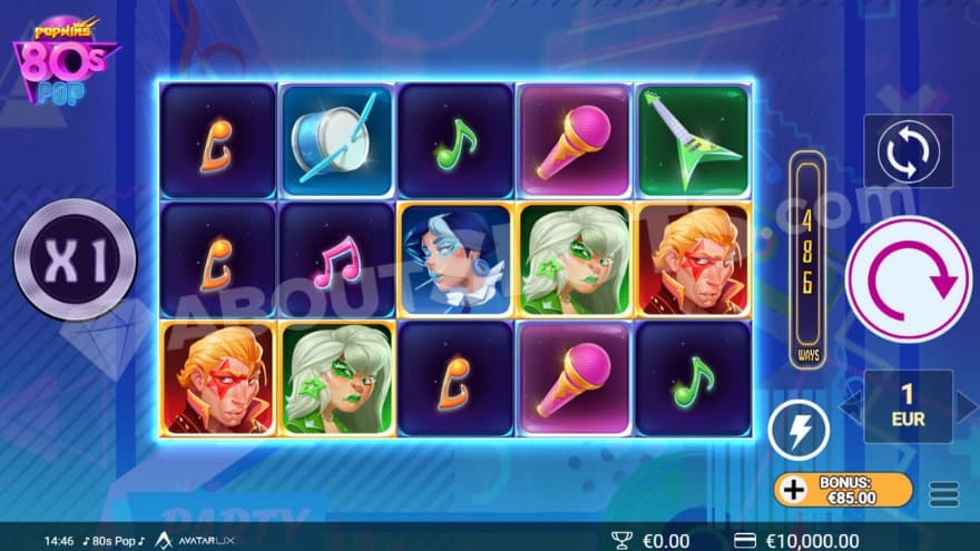 Base game a 1X win multiplier on the left.