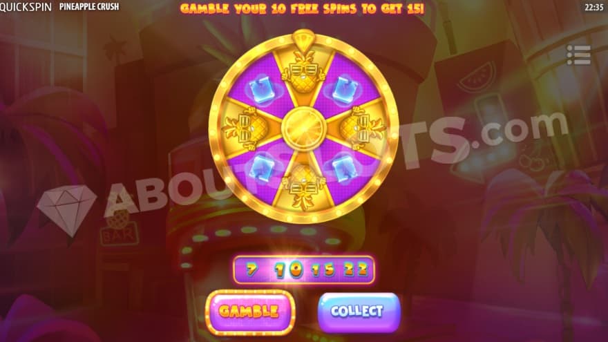A screenshot of the Free Spins Gamble Wheel