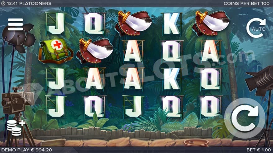 Base game with a video camera to the left of the reels.