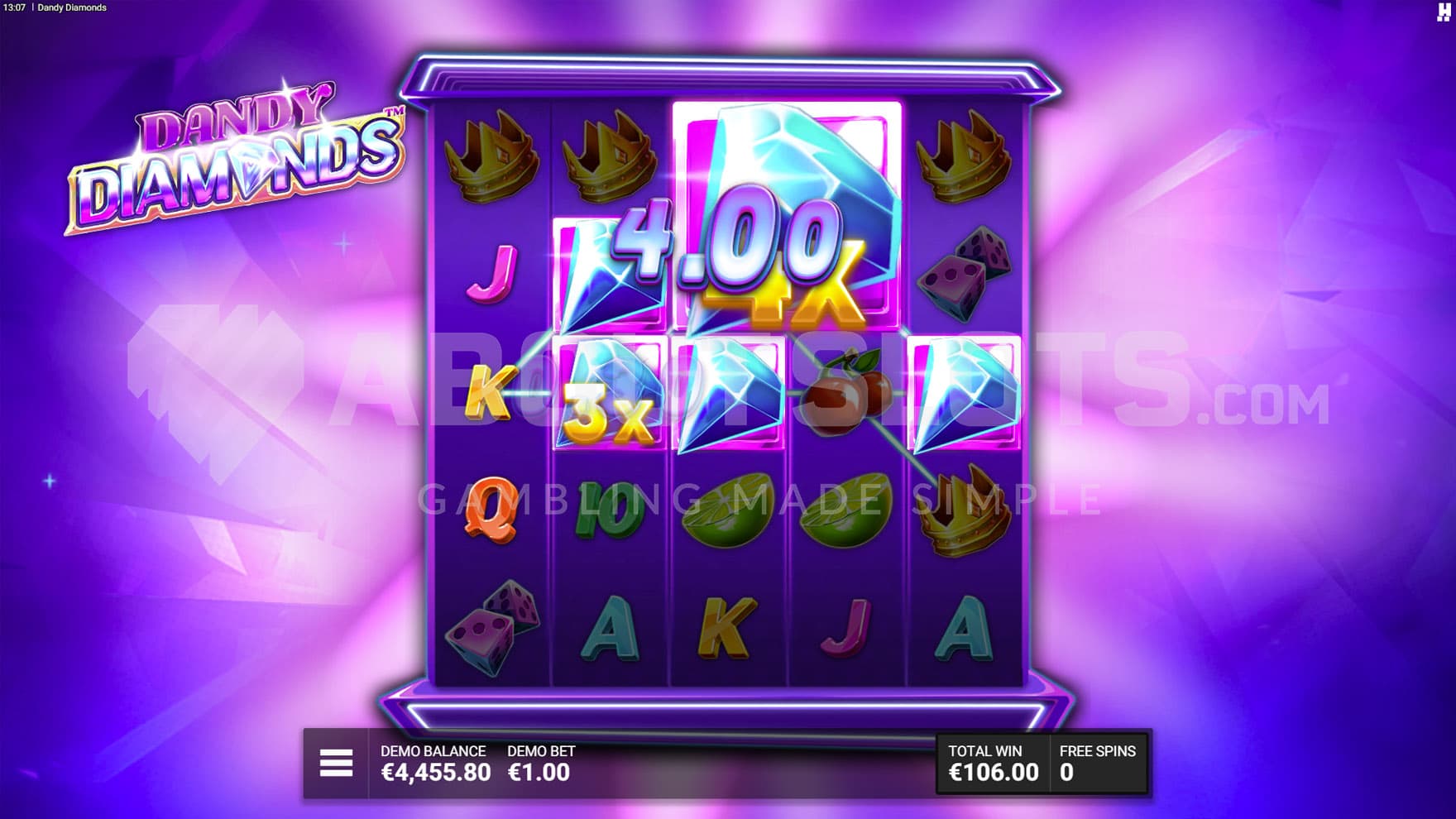 Free Spins bonus in progress, showing multiple Wilds sticky on the grid.