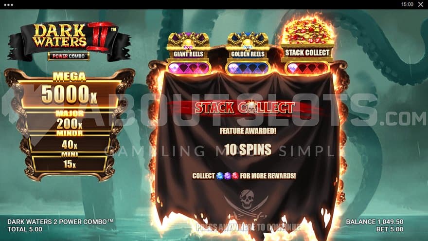 A welcome screen to 10 Free Spins.