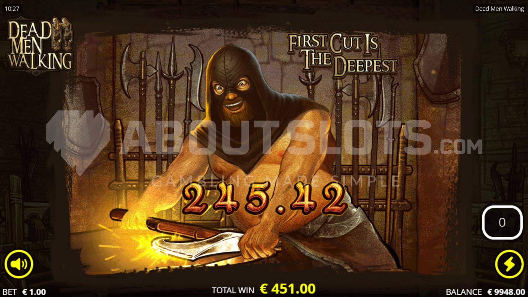 Big Win poster showing an executioner sharpening an axe.