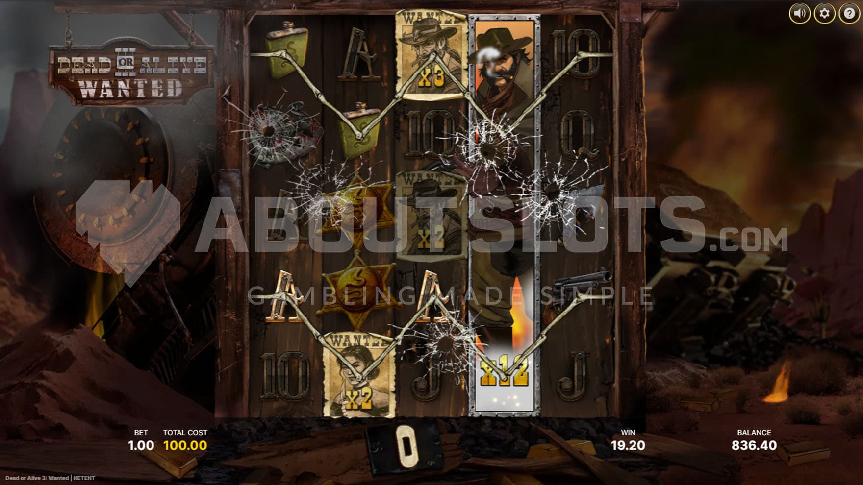 Free Spins bonus in progress, showing two Sticky WIlds and one Bounty Hunter Wild forming a win.