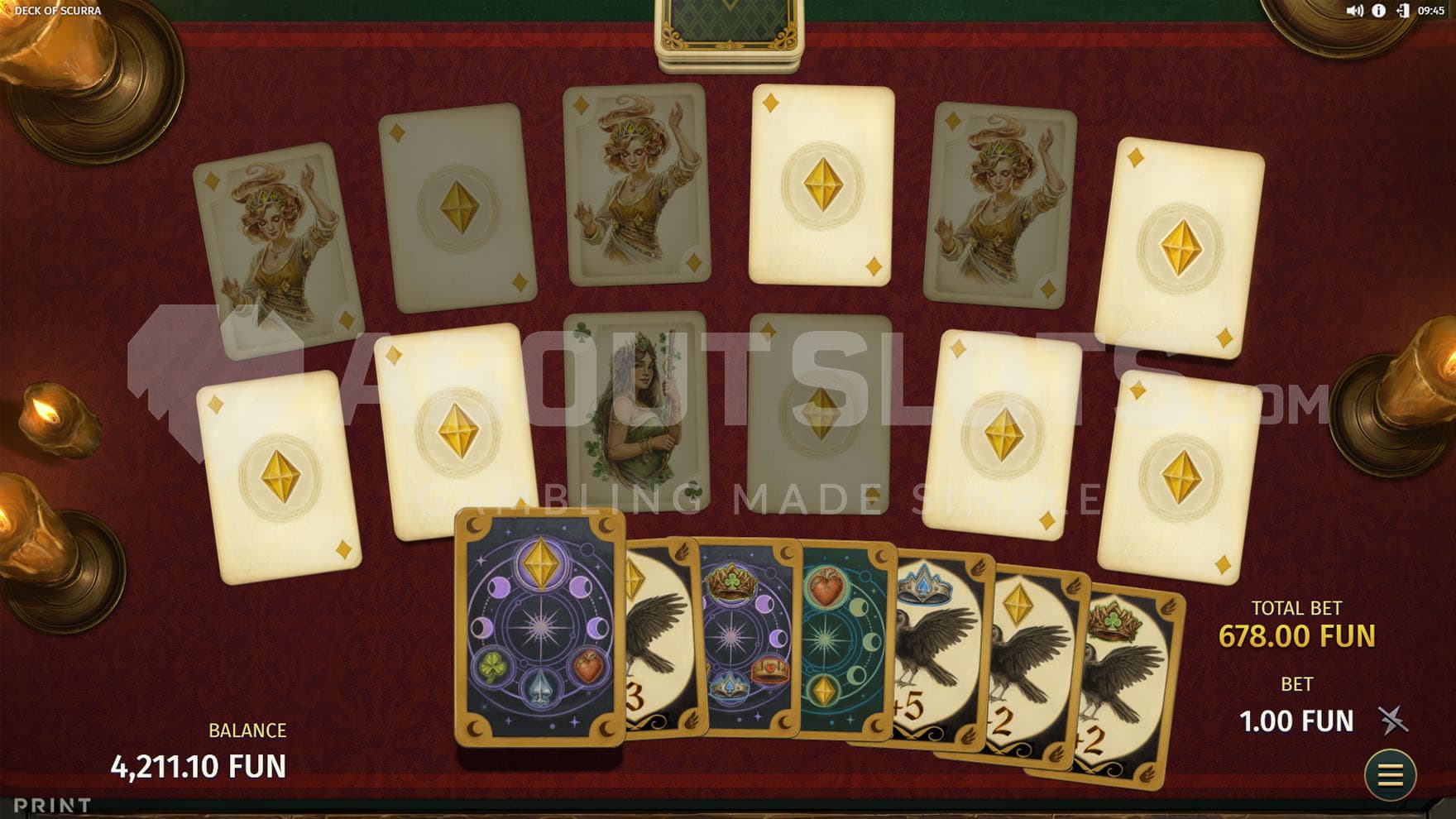 Deck Upgrade stage before the bonus round, applying random enhancements to random cards.