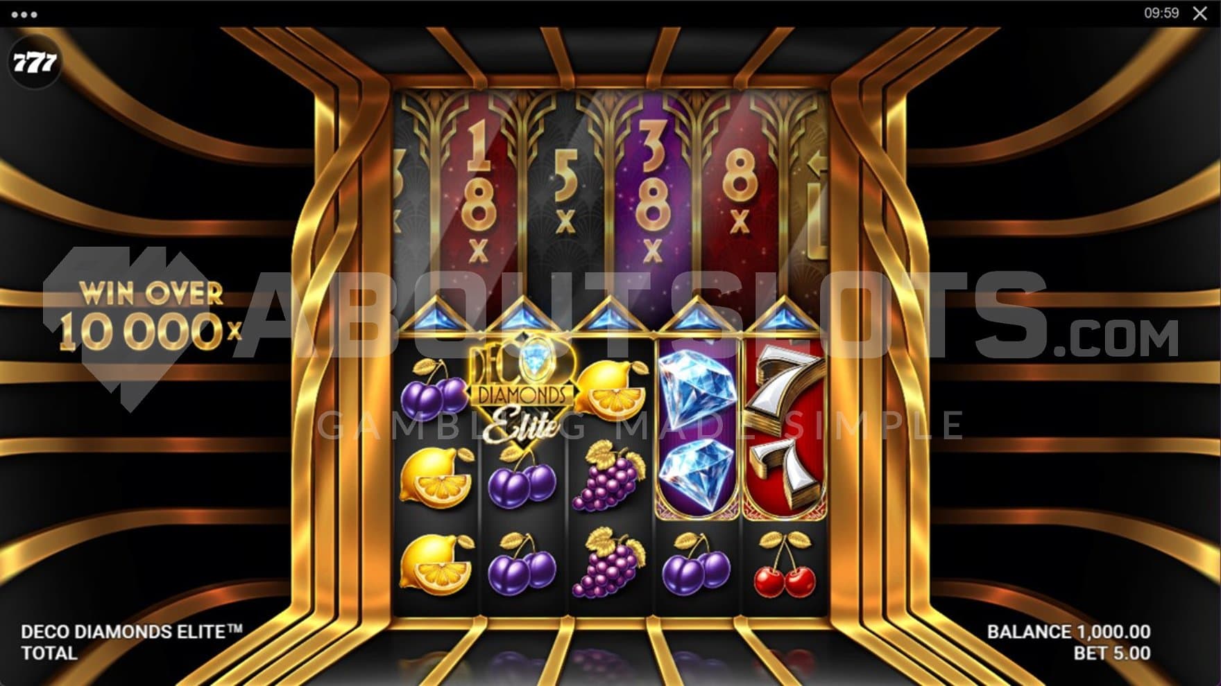 A casino slot with an art deco style.