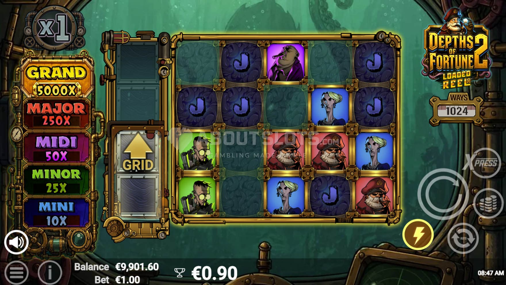 Screenshot of the Loaded Reel triggered in the base game, awarding a grid expasion modifier.