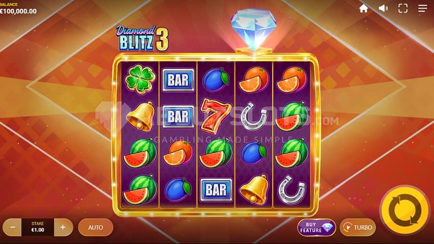 A casino slot with fruit symbols.