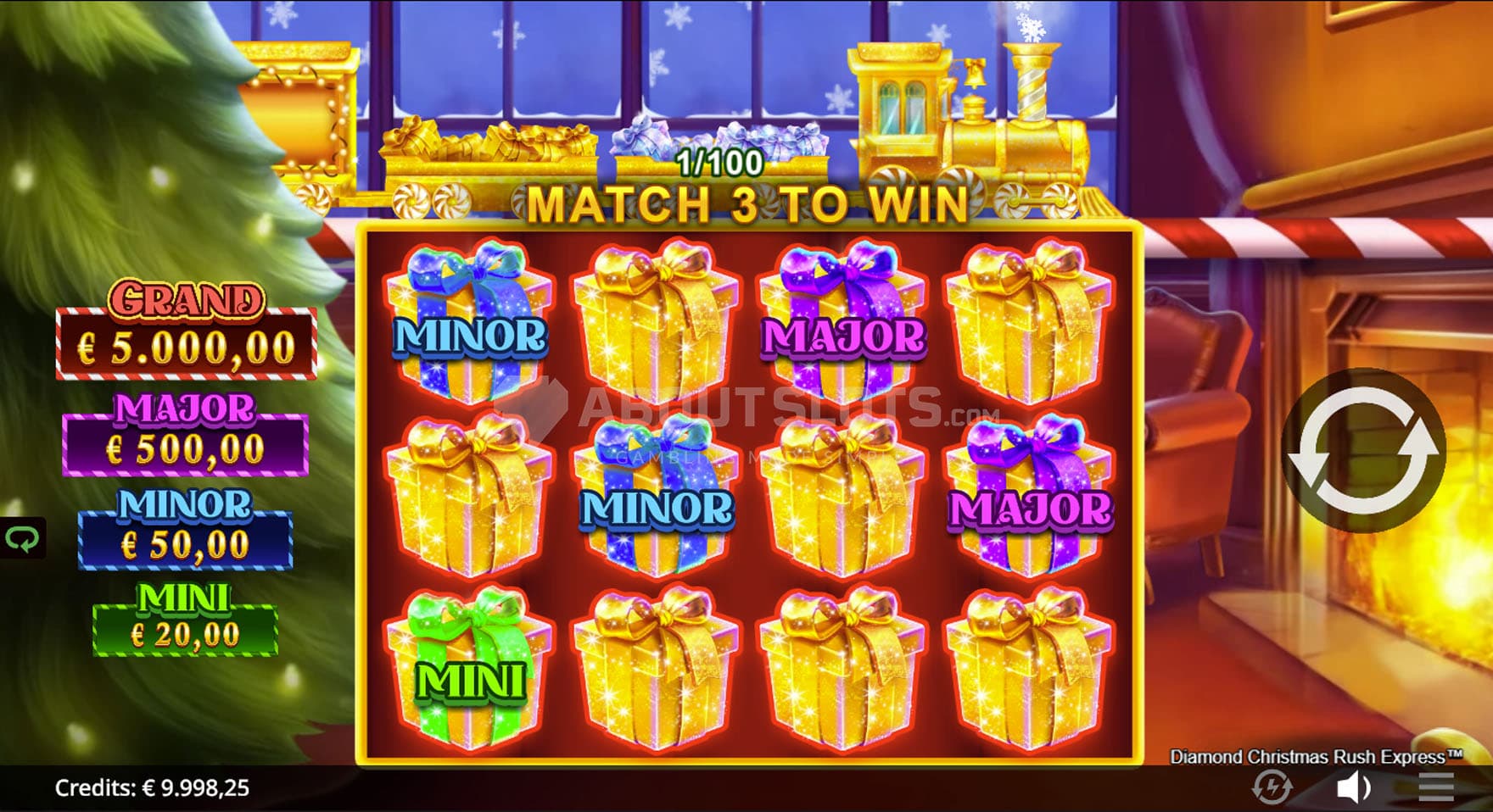Screenshot of the Pick Feature in progress with some of the tokens revealing jackpot prizes.