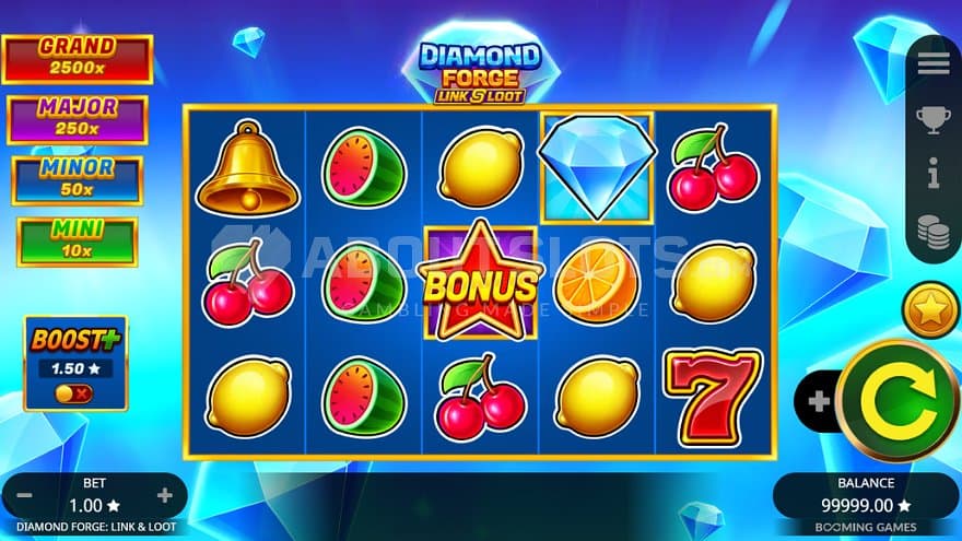 A casino slot with fruit symbols.