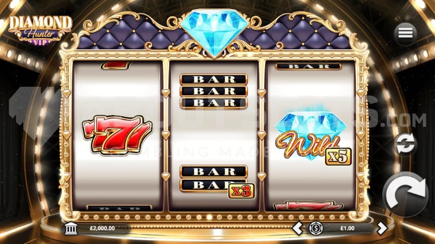 A casino slot with 3 reels.
